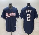 Nike New York Yankees #2 Derek Jeter blue MLB baseball Jersey Joint name