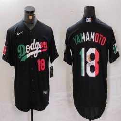 Nike Los Angeles Dodgers #18 Yoshinobu Yamamoto black fashion MLB baseball Jersey-BD 03