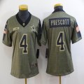 Women Nike Dallas Cowboys #4 Dak Prescott green 2021 Salute to Service Limited Jersey