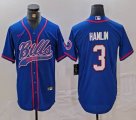 Nike Buffalo Bills #3 Damar Hamlin blue baseball jersey Joint Name 03