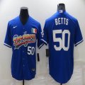 Nike Los Angeles Dodgers #50 Mookie Betts blue majestic baseball Jersey rainbow version