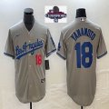 2024 World Series Champions Nike Los Angeles Dodgers #18 Yoshinobu Yamamoto gray majestic baseball jerseys =