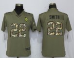 Women Nike Minnesota Vikings 22 Smith Olive Camo Carson 2017 Salute to Service Elite Player