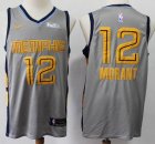 Nike Memphis Grizzlies #12 Ja Morant gray nba basketball jersey-S8