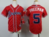 Youth Atlanta Braves 5 Freddie Freeman Red MLB Jerseys