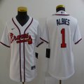 Youth Nike Atlanta Braves #1 Ozzie Albies white majestic baseball Jersey