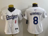 Youth Nike Los Angeles Dodgers #8 Enrique Hernandez white gold majestic baseball jerseys