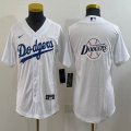 Women Nike Los Angeles Dodgers blank white majestic baseball MLB Jersey-BD 03