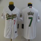 Custom Nike Los Angeles Dodgers #7 Julio Urias white Women majestic baseball jersey-BD