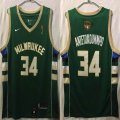 Nike Milwaukee Bucks 34# Giannis Antetokounmpo green nba basketball Jerseys champion patch-HL