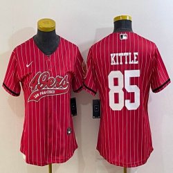 Youth San Francisco 49ers #85 George Kittle red baseball jerseys -BD 01