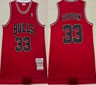 Chicago Bulls 33 Scottie Pippen red throwback basketball jersey -XD