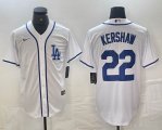 Nike Los Angeles Dodgers #22 Clayton Kershaw white MLB baseball Jersey Joint name -BD