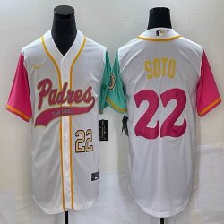 Nike San Diego Padres #22 Juan Soto white red green majestic baseball jerseys 01