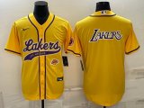 Nike NBA Los Angeles Lakers yellow baseball jerseys Joint name-BD 05