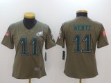 Women Nike Philadelphia Eagles #11 Carson Wentz green USA flag Color Rush Limited Jersey