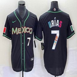 2023 World Cup Mexico #7 Julio Urias black majestic baseball jerseys 179