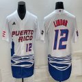 Puerto Rico Baseball Francisco Lindor White 2023 World Baseball Classic Replica Player Jersey 01