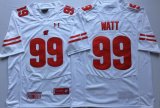 Wisconsin Badgers #99 J.J Watt white college football jersey-PNS