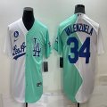 Nike Los Angeles Dodgers #34 Fernando Valenzuela green white splits majestic baseball Jerseys-BD