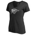 Women's Oklahoma City Thunder Fanatics Branded Black Marble Logo Plus Size V-Neck T-Shirt