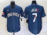 2023 World Cup Mexico #7 Julio Urias blue majestic baseball jerseys 40