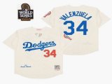 Los Angeles Dodgers 34 Fernando Valenzuela beige throwback mlb jersey-SG