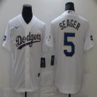 Custom Los Angeles Dodgers #5 Corey Seager White Majestic baseball Jersey 2020 World Series