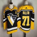 Adidas Pittsburgh Penguins #71 Evgeni Malkin black yellow Ice Hockey jersey A patch