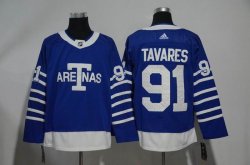 Adidas Toronto Maple Leafs #91 John Tavares blue hockey jersey-1