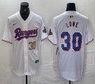 Nike Texas Rangers #30 Nathaniel Lowe white majestic baseball jerseys Champion patch-BD 01