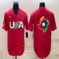 2023 World Cup blank red USA majestic baseball jerseys 04