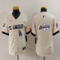 Youth Nike Los Angeles Dodgers blank beige fashion MLB baseball Jersey 09