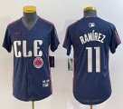 Youth Nike Cleveland Indians #11 Jose Ramirez blue majestic baseball jersey-BD 05