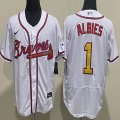 Nike Atlanta Braves #1 Ozzie Albies White Flexbase Authentic Collection Jersey-WL