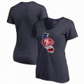 San Francisco 49ers NFL Pro Line by Fanatics Branded Women's Banner State V-Neck T-Shirt â€“ Navy