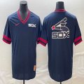 Nike Chicago White Sox blank blue majestic baseball jersey big logo 05