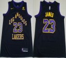 Nike Los Angeles Lakers #23 LeBron James Black NBA Basketball jersey city version-XD