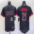 Nike Cincinnati Reds #21 Hunter Greene black Flexbase Authentic Collection Jersey city version -BD 03