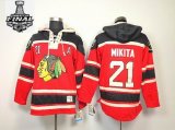 2013 NHL Stanley Cup Chicago Blackhawks MIKITA 21# Red Hooded Sweatshirt