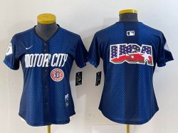 Youth Nike Detroit blank blue Majestic baseball jerseys city version 03