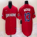 2023 World Cup Dominican Republic's #13 Manny Machado red majestic baseball jerseys 07