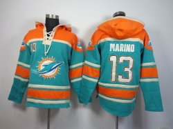 Miami Dolphins 13 Dan Marino Green orange nfl Hooded Sweatshirt