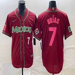 2023 World Cup Mexico #7 Julio Urias red majestic baseball jerseys 111