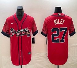 Nike Atlanta Braves #27 Austin Riley red fasion baseball jerseys