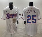 Nike Texas Rangers #25 Jose Leclerc white majestic baseball jerseys Champion patch-BD 01