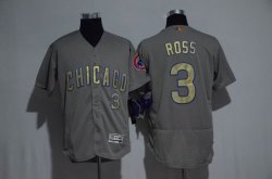 Chicago Cubs #3 David Ross gray gold Flexbase Authentic Collection Jerseys