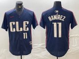 Nike Cleveland Indians #11 Jose Ramirez blue majestic baseball jersey-BD 09