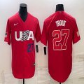 2023 World Cup #27 Mike Trout red USA majestic baseball jerseys 02