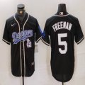 Los Angeles Dodgers #5 Freddie Freeman black fashion majestic baseball jerseys 05